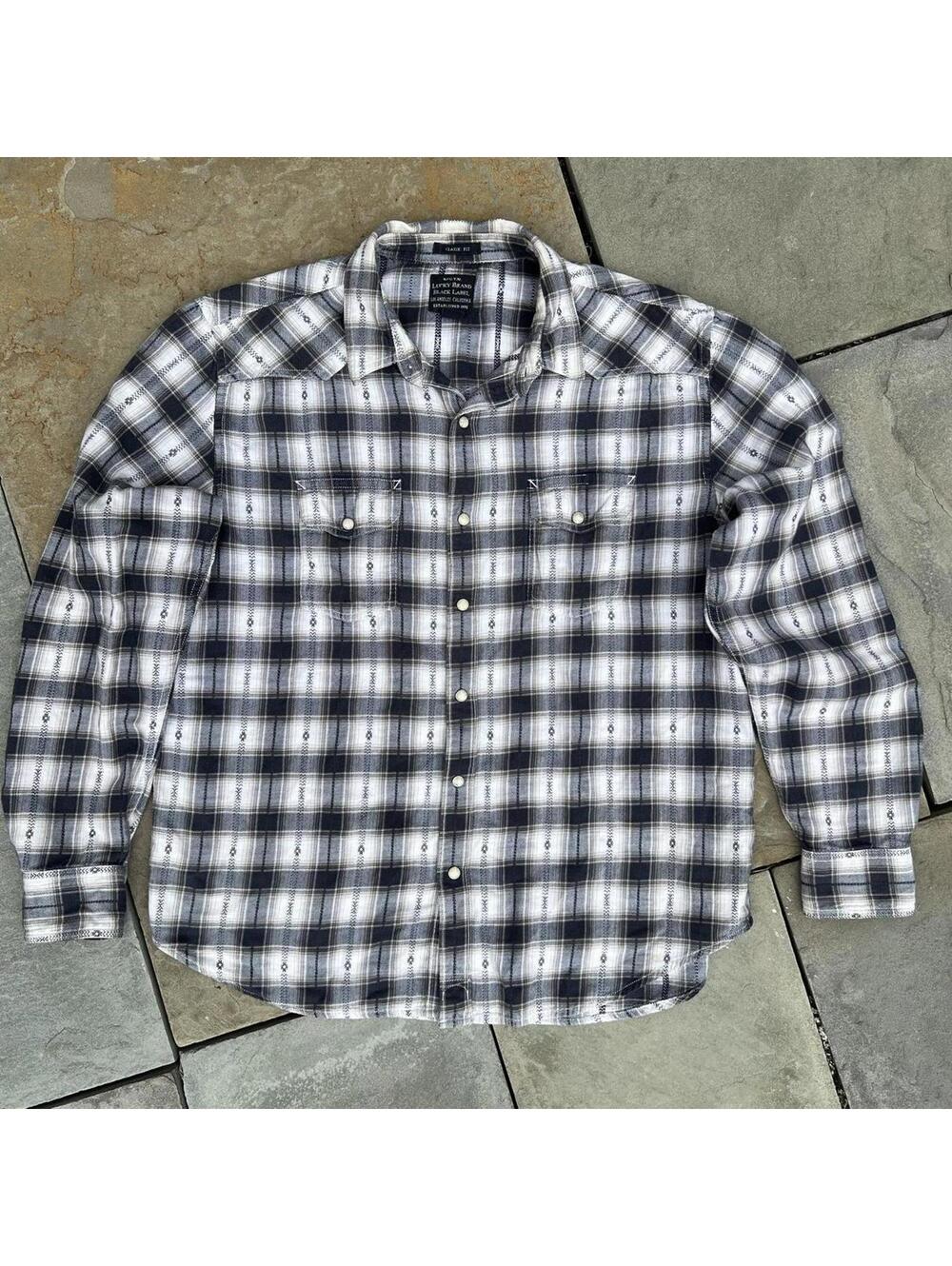 Y2K Southwestern Knit Plaid Pattern Snap Button Down Shirt